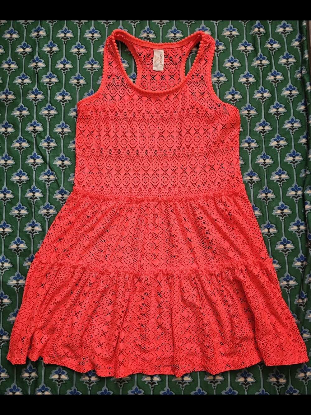 Cat & Jack Coral Crochet Tank Dress Swimsuit Cover Up